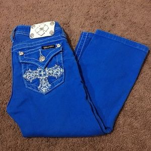 Miss Me  # JK5046P14 True Blue Bling Capris